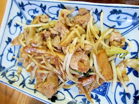 もやしエリンギ豚肉炒め